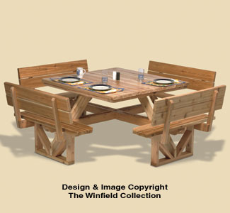 Product Image of Square Picnic Table Woodworking Pattern 
