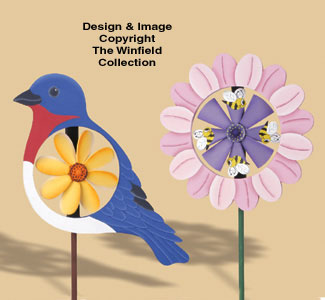 Bird & Flower Whirligigs Wood Pattern