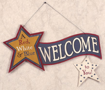 Product Image of Red, White & Blue Welcome Sign Wood Pattern