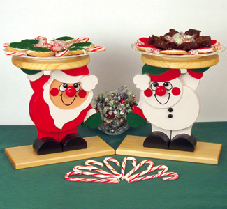 Santa and Snowman Platter Holders Wood Plan