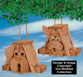 Product Image of Cedar Cat and Dog Birdfeeders Wood Pattern  