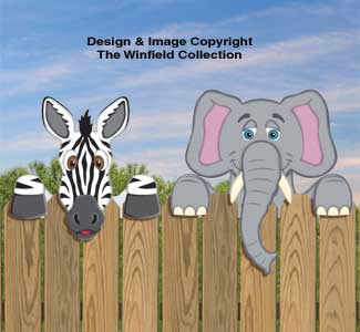 Product Image of Zebra & Elephant Fence Peekers Wood Pattern