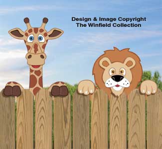 Product Image of Giraffe & Lion Fence Peekers Wood Pattern