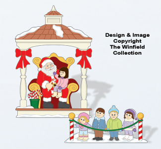 Christmas Village Visiting Santa Color Poster