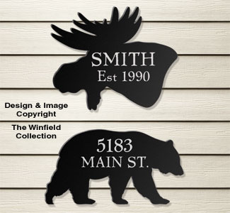 Product Image of Bear & Moose House Plaques Wood Pattern 