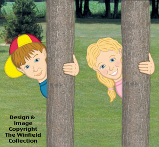 Product Image of Peeking Boy & Girl Woodcrafting Pattern 