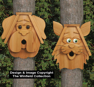 Product Image of Cedar Cat and Dog Birdhouses Wood Pattern
