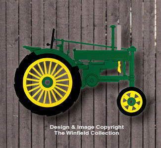 Product Image of Small Green Tractor Wall Decor Woodcraft Pattern