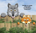 Wolf & Fox Fence Peekers Wood Pattern