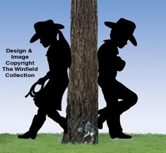 Product Image of Leaning Cowboy Kid and Cowgirl Kid Shadow Set