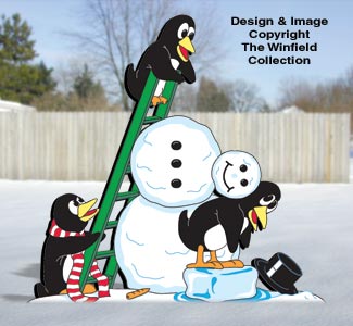 Penguins Building a Snowman Pattern