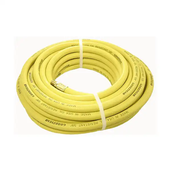 Air Compressor Hose Rubber 50 ft x 3/8 inch Brass Fitting