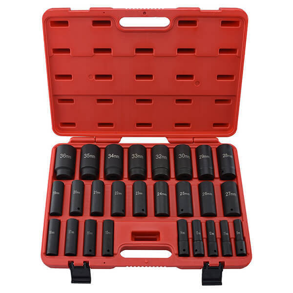 Neiko 26 Pc. 12 12 Pt Metric Deep Impact Socket Set 02420A