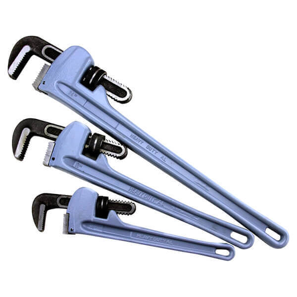 3 Pc Aluminum Adjustable Pipe Wrench Set 14, 18, 24 Inch