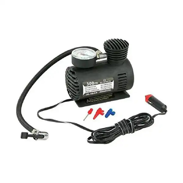 Portable 12 Volt Mini Air Compressor Pump with Gauge Car 300 PSI Tire Inflator