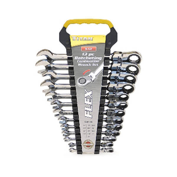 Titan Tools 13 Pc SAE Flex Ratcheting Wrench Set 17366
