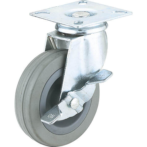 Steelex 2 Caster Gray Rubber Swivel Locking Wheel 110 D2593