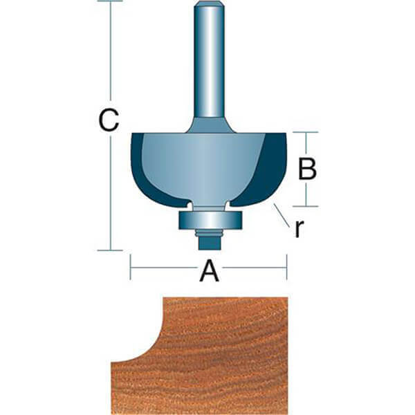 Roman Carbide 3/8-Inch Radius Cove Router Bit - 1/4-Inch Shank For Smooth Edging