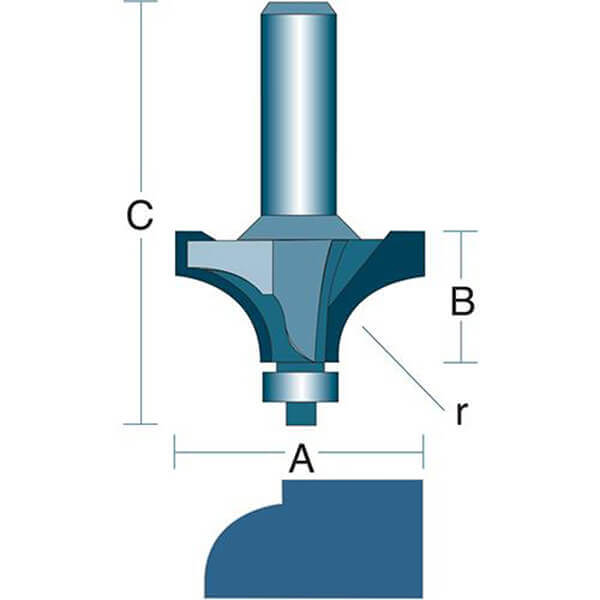 Roman Carbide Corian Round Edge Router Bit 12 DC1502
