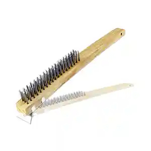 Long Handle Steel Wire Wood Brush with Scraper