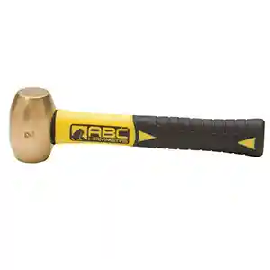 2 lb. Brass Hammer Non Slip 8" Fiberglass Handle ABC Hammers ABC2BFS
