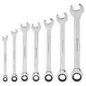 Tooluxe 7 pc Ratcheting Wrench Set Metric 8mm to 19mm 03112L