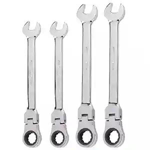 Tooluxe Tools 4 pc Metric Flex Head Ratcheting Wrench Set 03629L