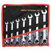 Combination Ratcheting Open End Wrench Set SAE Standard Chrome 7 Pc