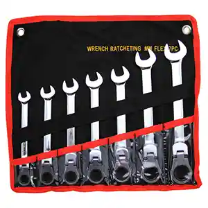 7 Pc. Combination Ratcheting Wrench Set Flex Metric Lifetime Warranty