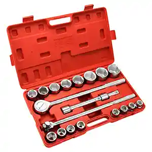 21 Pc. 3/4 Drive Metric Ratchet and Socket Wrench Set