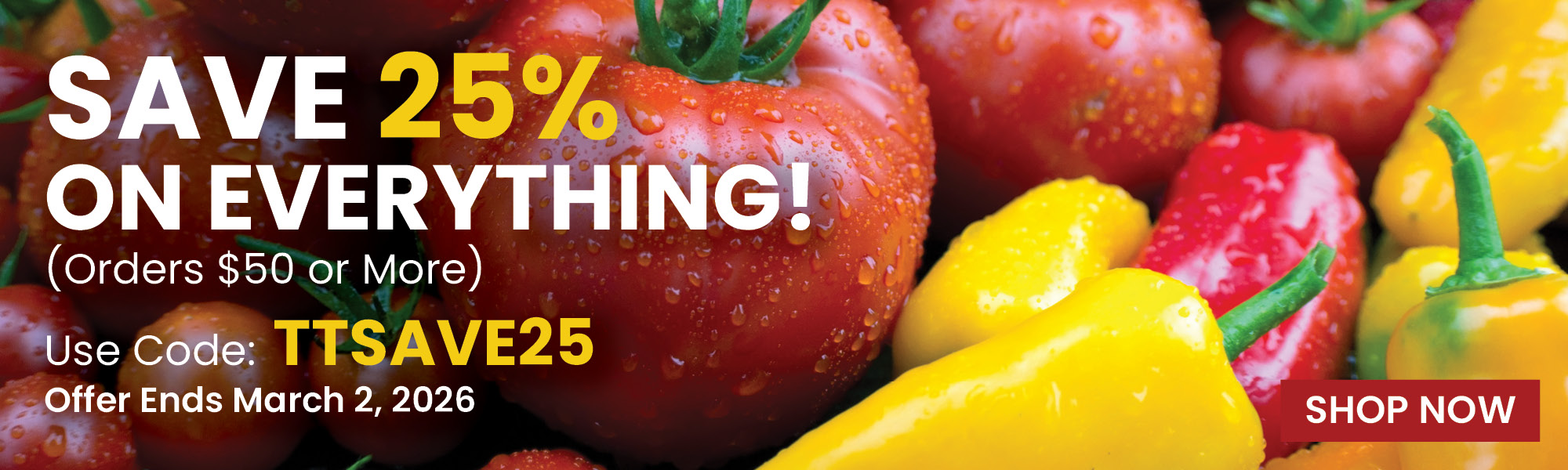 25% Off Orders of $50+