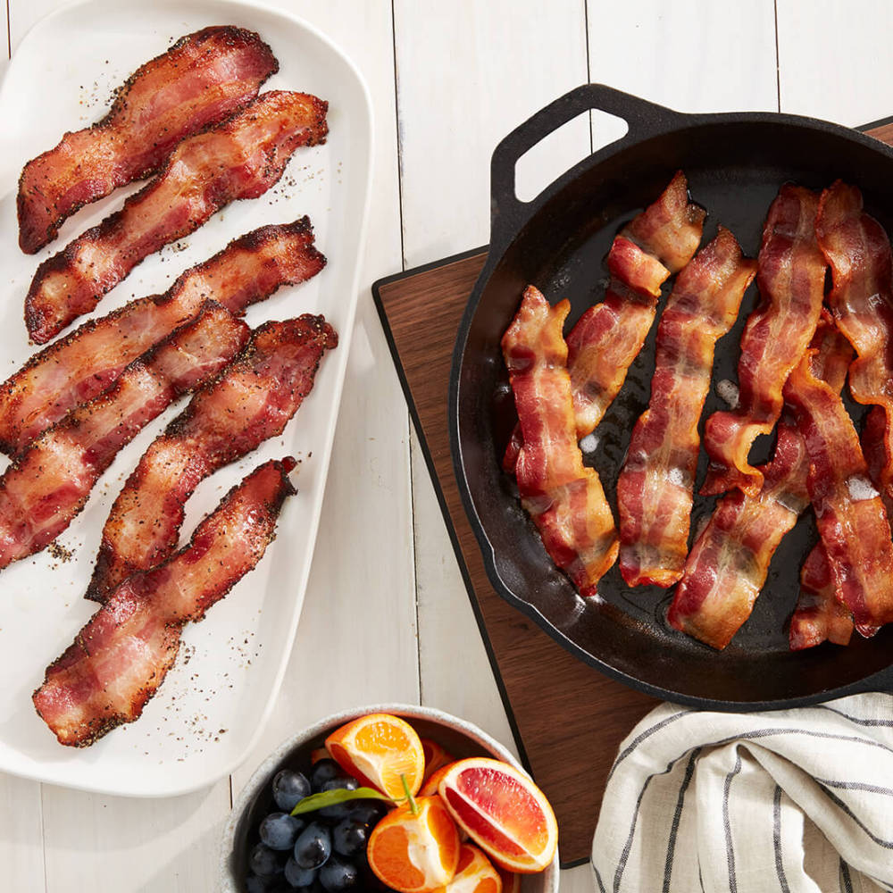 Bacon Sampler, 5+ lbs. 2 pkgs. each of Thin-Sliced Smoked, Thick-Sliced Smoked, Peppered Bacon
