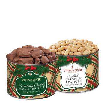 Holiday Plaid Salted Peanuts & Chocolatey Peanut Brittle Gift Duets 