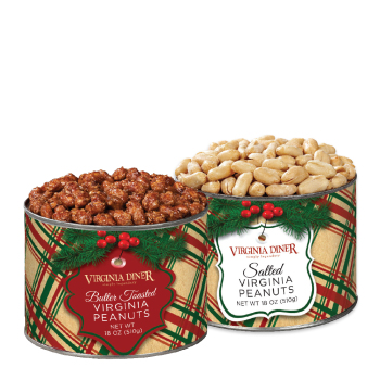 Holiday Plaid Salted Peanuts & Butter Toasted Peanuts Gift Duets 