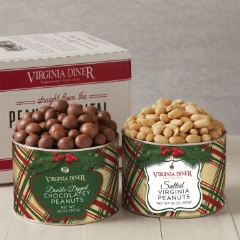 Holiday Plaid Salted Peanuts & Chocolatey Peanuts Gift Duets