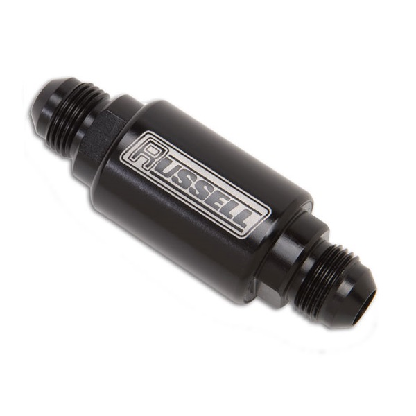 Russell 40 Micron Inline Fuel Filter, 6AN, Black Billet