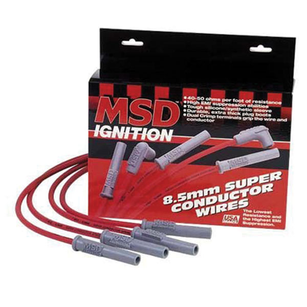 MSD 8.5mm Super Conductor Red Spark Plug Wire Set - 31199