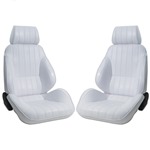 Procar Rally Seats PAIR White Vinyl with Sliders