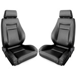 Procar Elite Seats PAIR Black Leather with Sliders