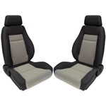 Procar Elite Seats PAIR Black Velour /Grey Velour w/ Sliders