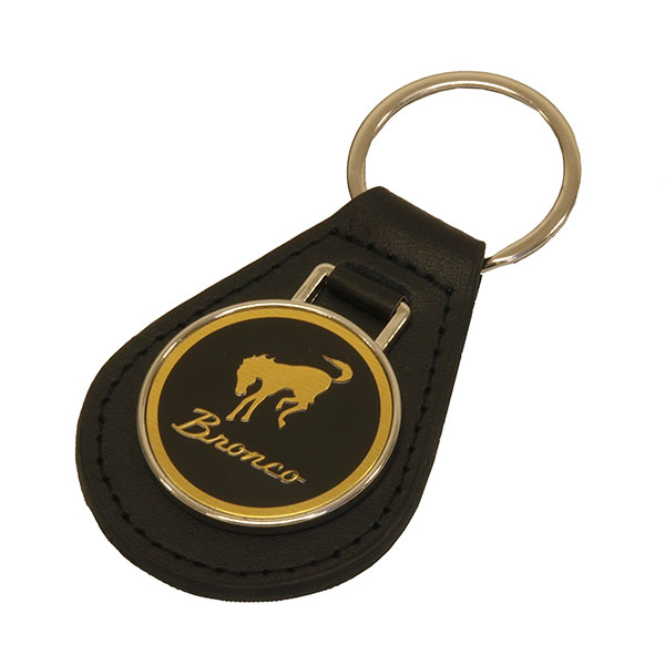 Bronco Script Logo Leather Key Fob Keychain