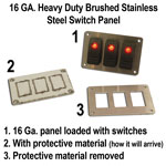 Brushed Stainless Rocker Switch Panel (3 Switches)