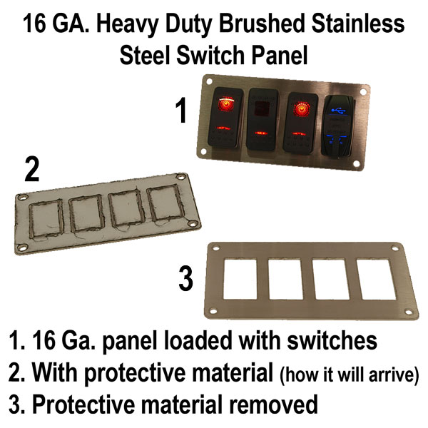 Brushed Stainless Steel 4 Switch Panel