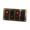 Brushed Stainless Rocker Switch Panel (4 Switches) - Panel & 1 USB & 3 ON/OFF Switches