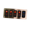 Brushed Stainless Rocker Switch Panel (5 Switches) - Panel & 1 USB & 4 ON/OFF Switches
