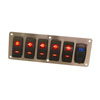 Brushed Stainless Steel 6 Switch Panel - Panel & 1 USB & 5 ON/OFF Switches