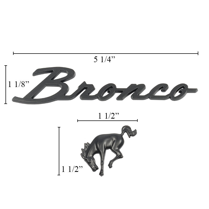 Black Bronco Script Adhesive Emblems Set
