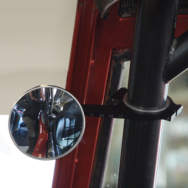 3-inch Round Roll Bar Mounted Mirror, Extended Clamp