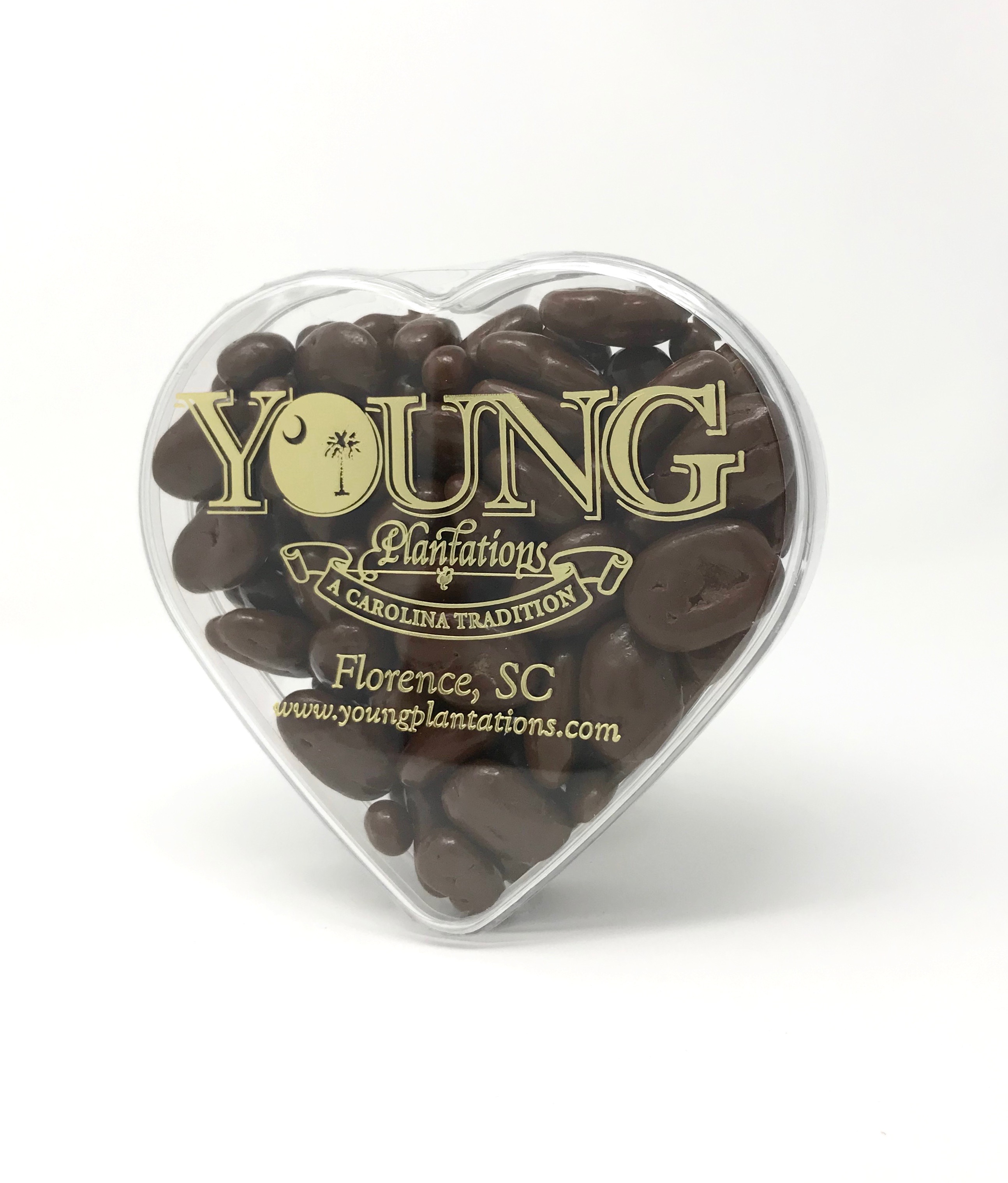3327V Valentines Day Heart Acrylic Double Dipped Milk Chocolate Pecans