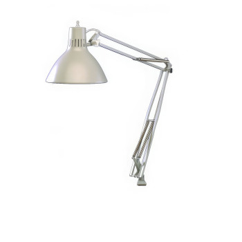 LS Task Lamp- 45in Arm with Edge Clamp- White